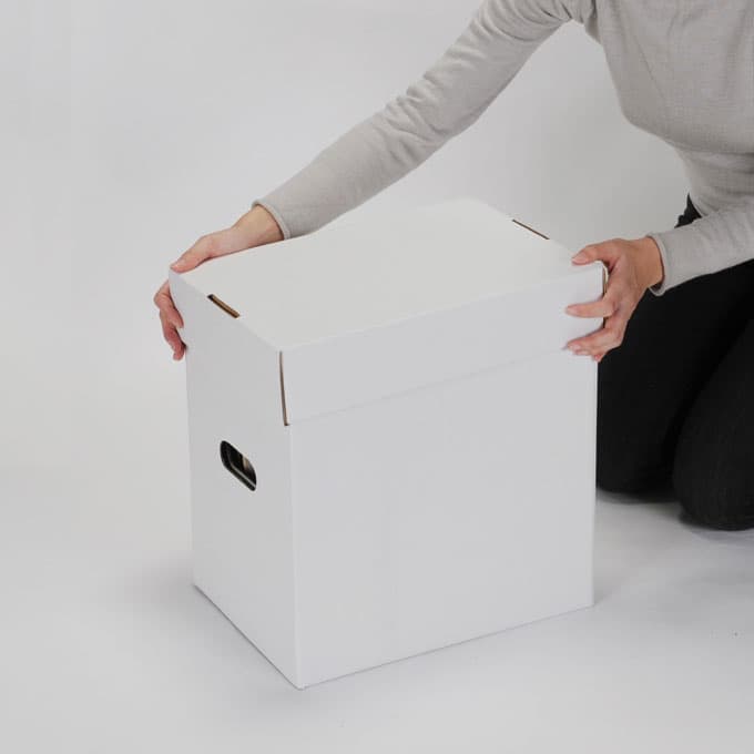 LPレコード用 段ボール箱（ダンボールボックス）蓋付き 白 5箱セット