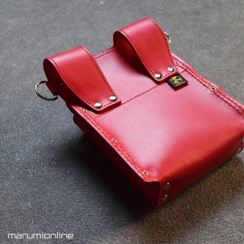 限定 赤備え 鳶壱 LX-24RED 高級革製1枚革で創った小型腰袋 TYPE-A