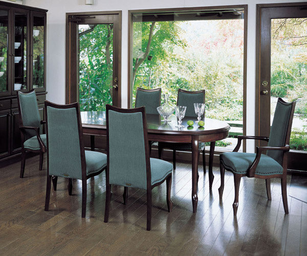 マルニ木工ベルサイユ木製テーブルとアームチェア4脚セット マルニ木工