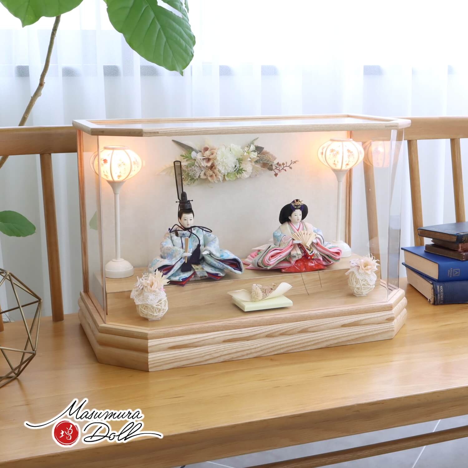 華峰作 芥子親王 淡水色桜尽くし 西陣織極上金襴 無地扇 白木枠六角