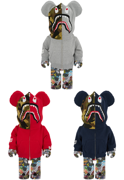 MEDICOM TOY - BE@RBRICK BAPE(R) LEGACY CAMO SHARK GRAY／RED／NAVY