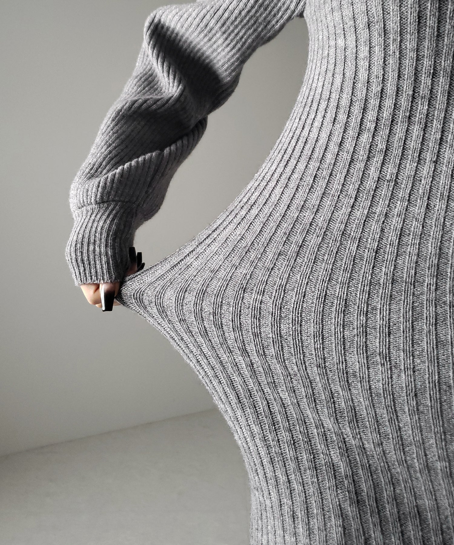 スクエアネックリブニットミニワンピース ／ square neck rib knit