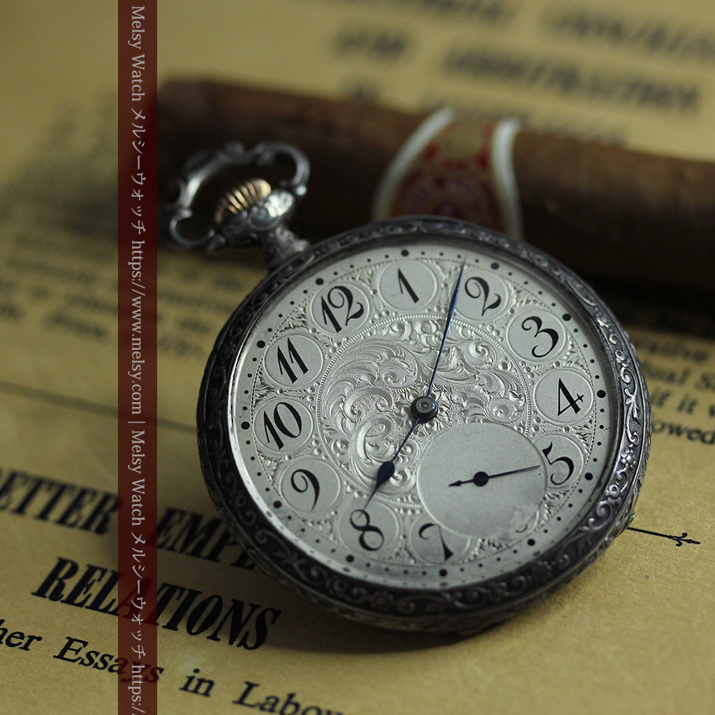 天使と戯れる ロンジンの銀無垢アンティーク懐中時計 明治の逸品