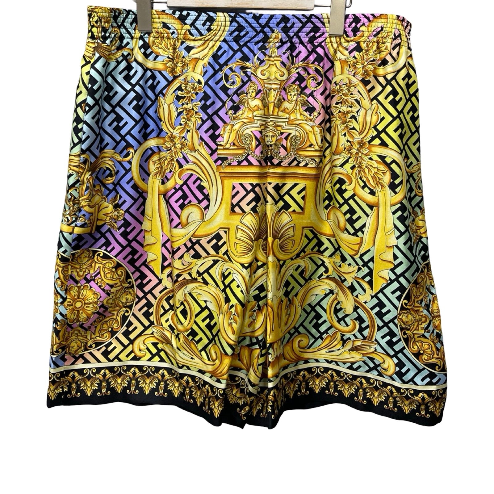 FENDI × VERSACE 2022SS FENDACE Baroque Silk Shorts 1004845-1A04381