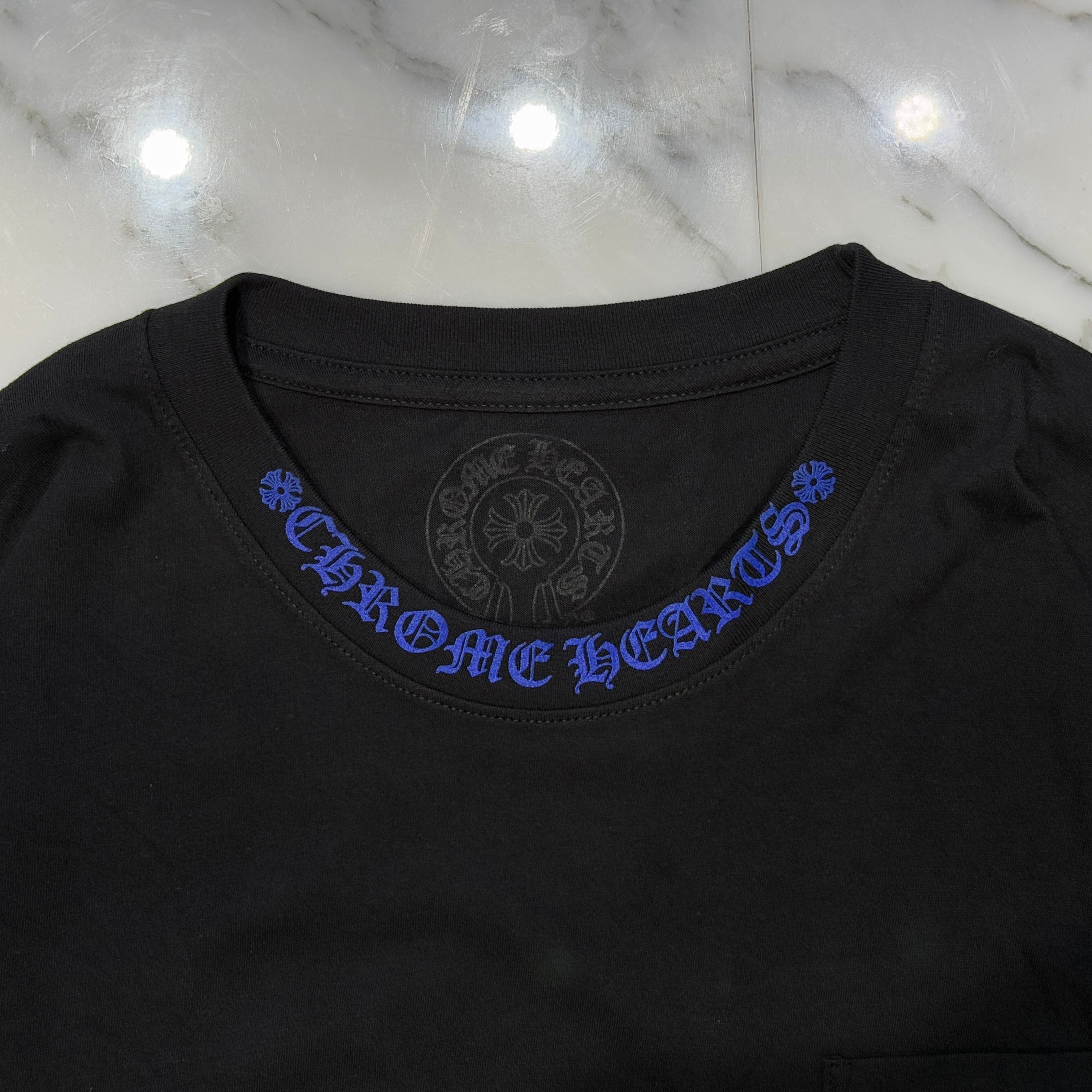 CHROME HEARTS 2024AW Old English Neck Logo Neon Blue Long Sleeve