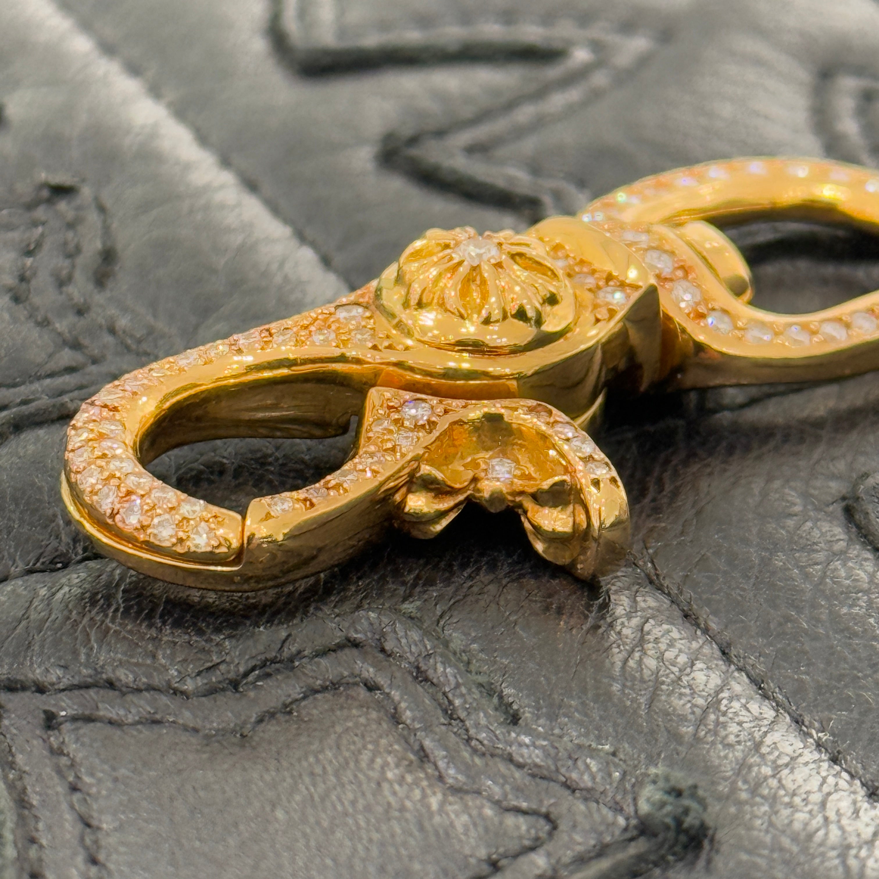 CHROME HEARTS 22K Clip Swivel Pave Diamond Gold Wallet Chain