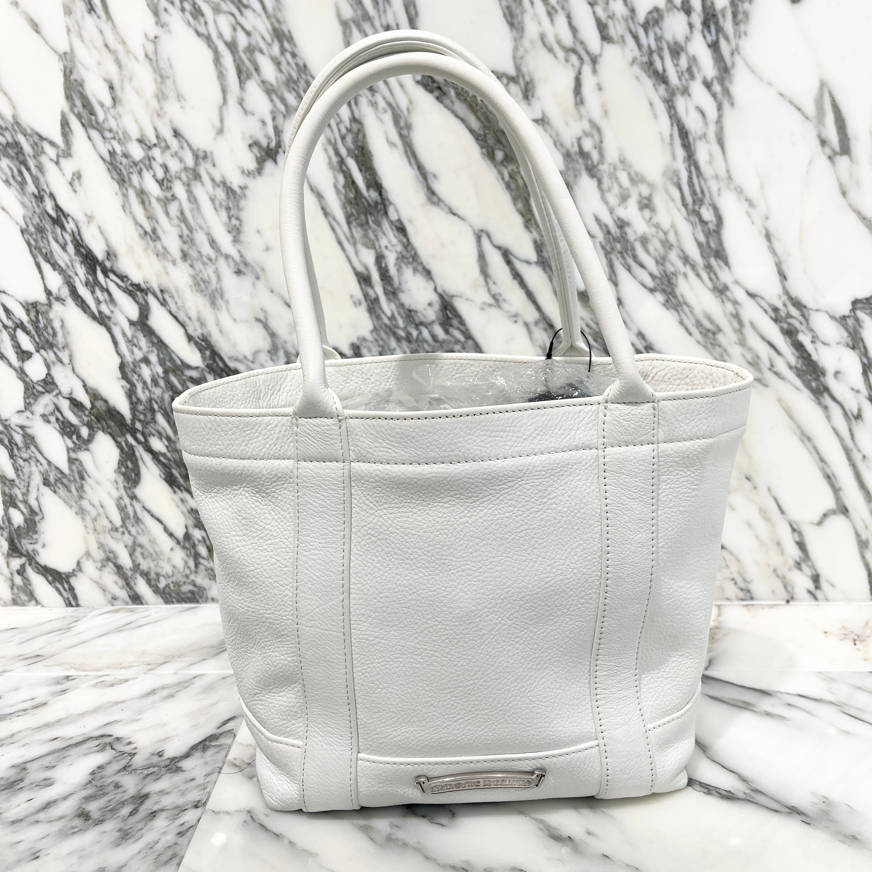 CHROME HEARTS 3 Cemetery Cross Patch Leather Tote Mini Bag クロム