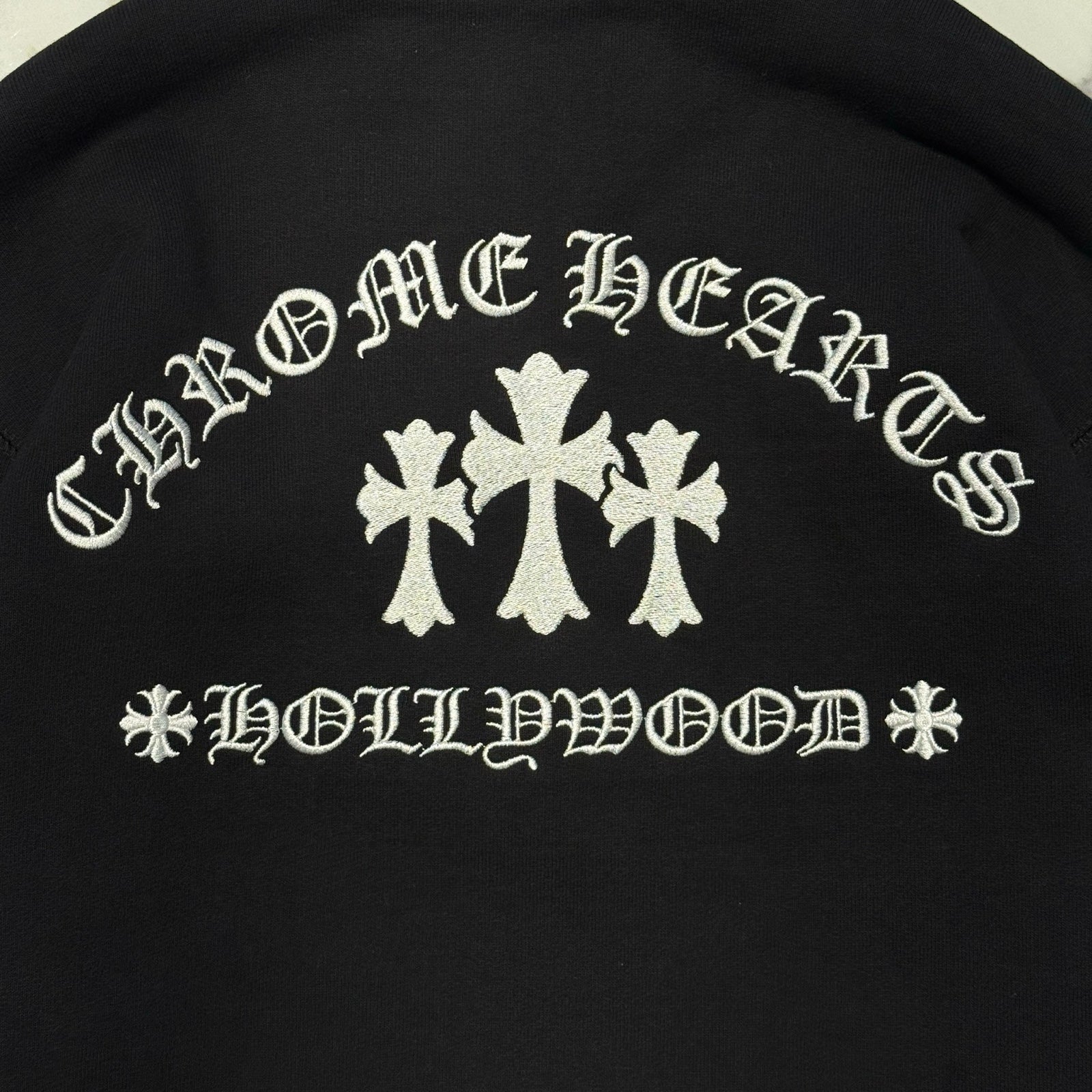 CHROME HEARTS Y NOT King Taco 3 Cemetery Cross Embroidery Half Zip