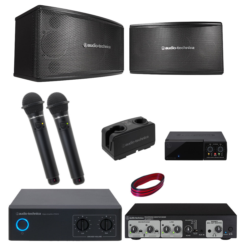 ワイヤレスマイク2本付き□業務用カラオケセット audio-technica業務用