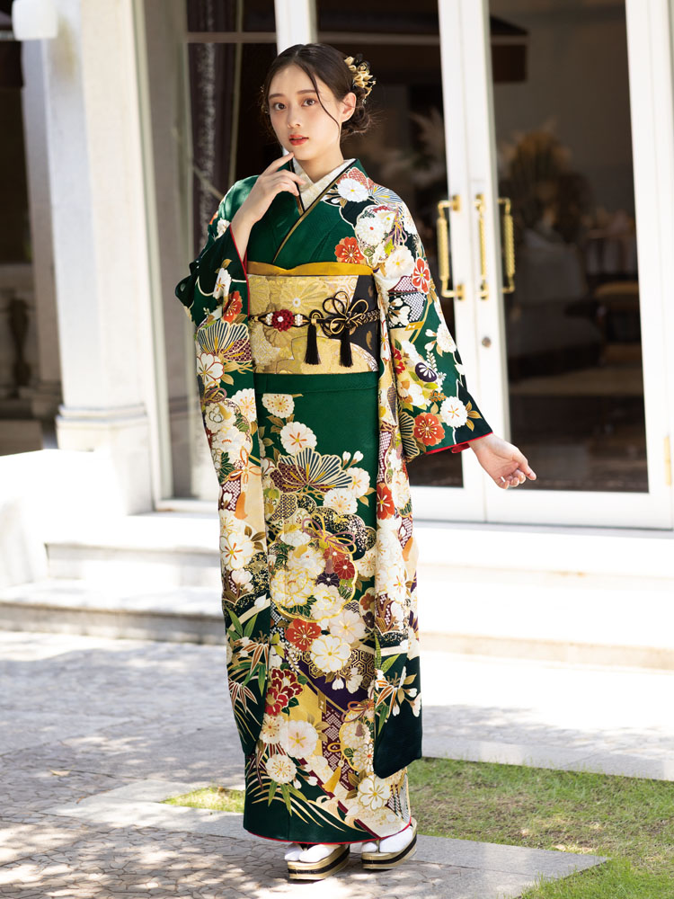 緑振袖一覧｜落ち着きと品のある振袖を岐阜で試着｜三ツ星