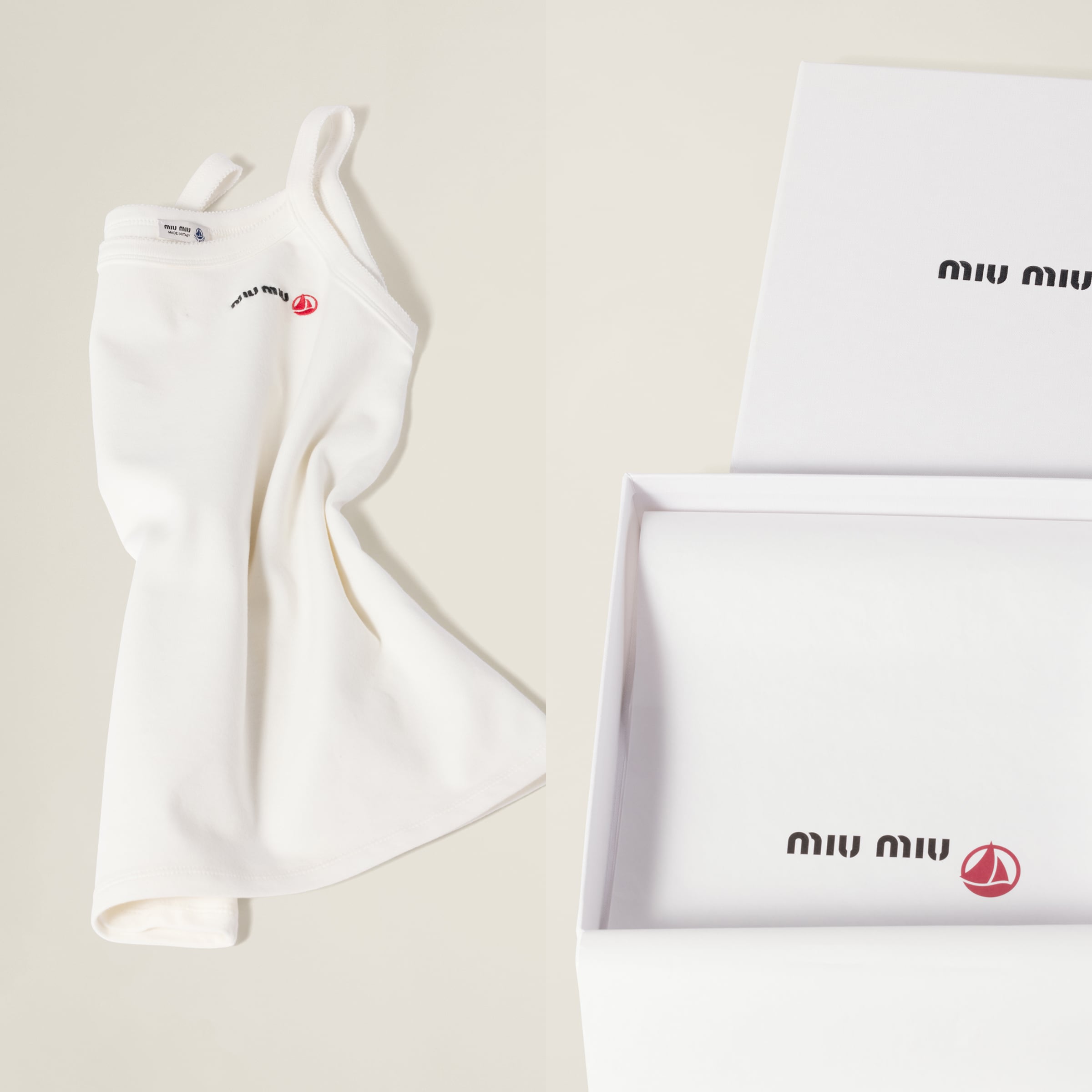 White Petit Bateau X Miu Miu Stretch Jersey Top | Miu Miu