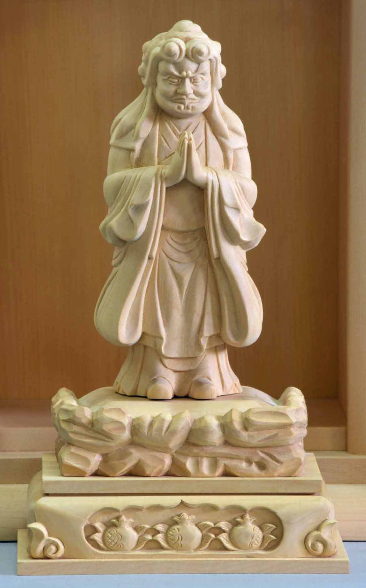 中山鬼子母神立像 本体総高5寸 桧材木地仕上 木彫仏像の制作・販売