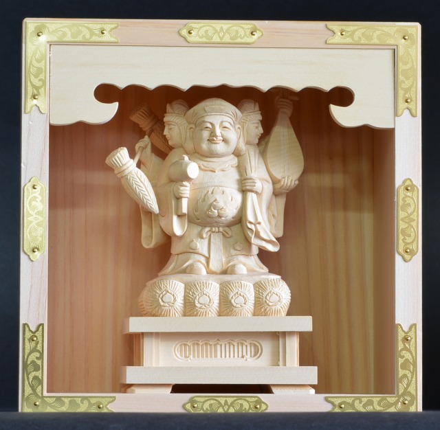 大黒天像 総高60cm 桧材 木地仕上 木彫仏像の制作・販売・通販 熟練