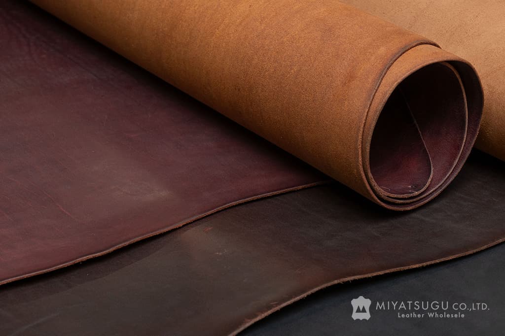 たつのハンドワックスレザー（牛半裁・茶芯）｜革販売ミヤツグ - 皮革