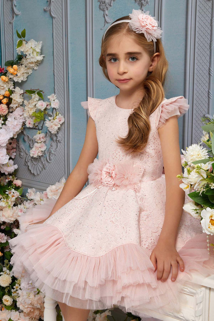 Girls Lace and Tulle Tutu Dress with Ruffles