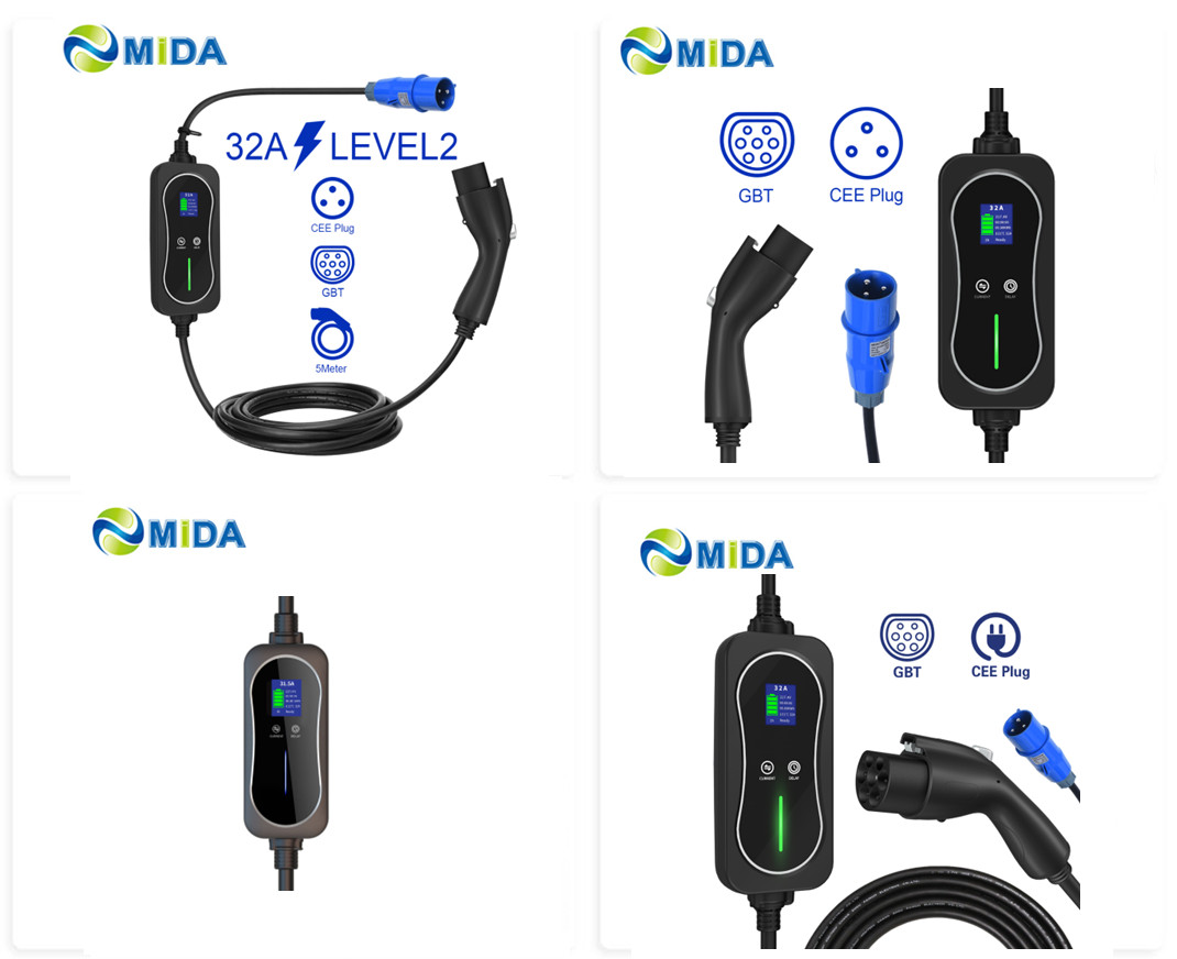 中国 32A GBT 充電器 7KW EV ポータブル充電器 BYD 電気自動車用 工場