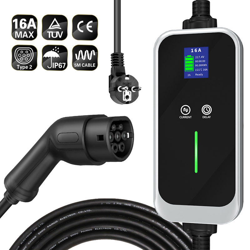 中国モード2ポータブルEV充電器タイプ2 16A 3.6KWモバイルホーム充電