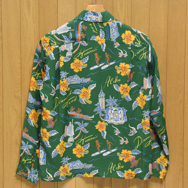 SUNSURF(サンサーフ)レーヨン長袖アロハ『ALOHA HAWAII』アロハハワイ