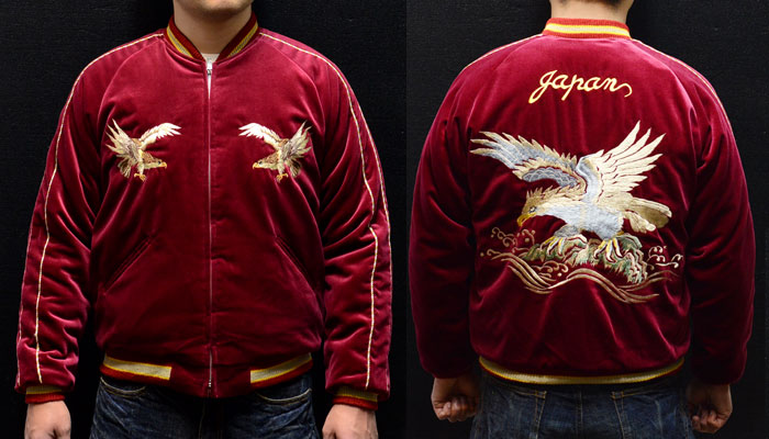 テーラー東洋スカジャン「EAGLE×JAPAN MAP」別珍×サテンキルト