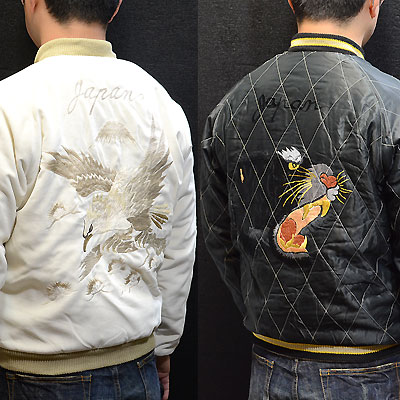 テーラー東洋スカジャン「WHITE EAGLE×BLACK TIGER」別珍×サテンキルト