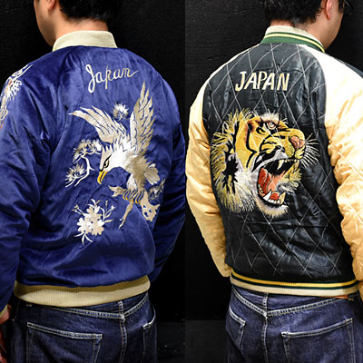 テーラー東洋スカジャン「White Eagle×Tiger head」別珍×サテンキルト