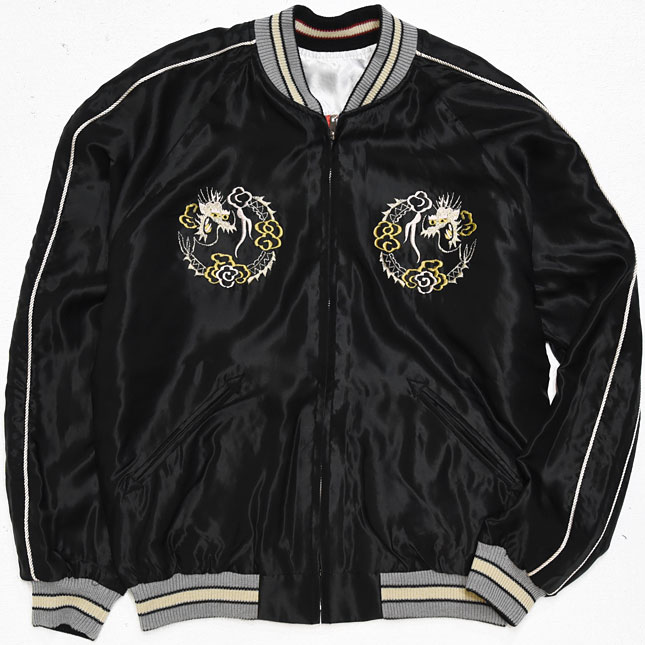 東洋スカジャン【DUELLING DRAGONS×TIGER HEAD】リバーシブルサテン