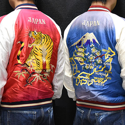 東洋スカジャン【ROARING TIGER×JAPAN MAP】サテンスカ・エージング