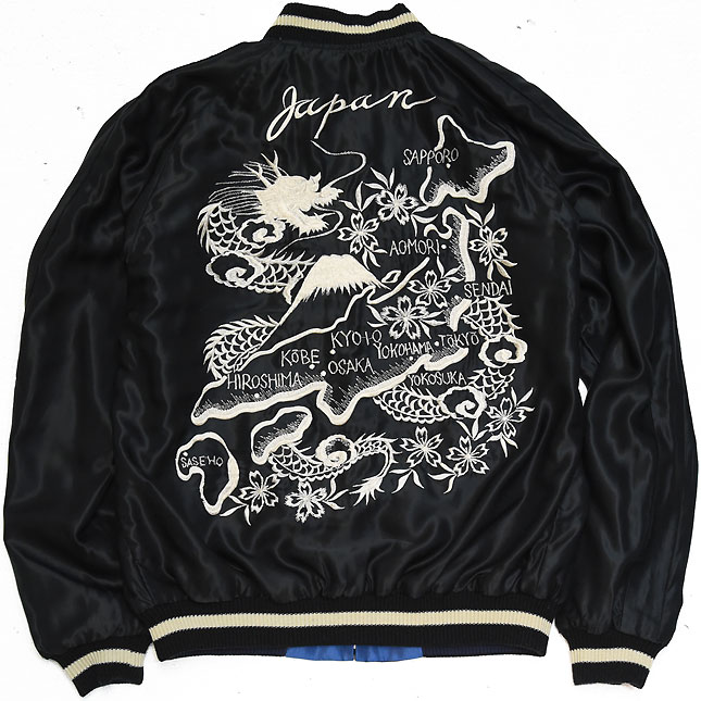 東洋スカジャン【DRAGON TIGER×JAPAN MAP】リバーシブルサテンスカ NO
