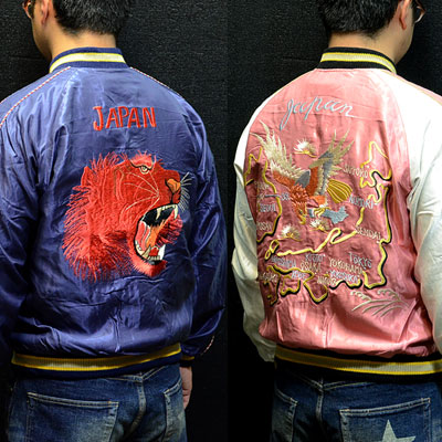 テーラー東洋スカジャン【TIGER FACE×JAPAN MAP】虎顔・復刻サテンスカ