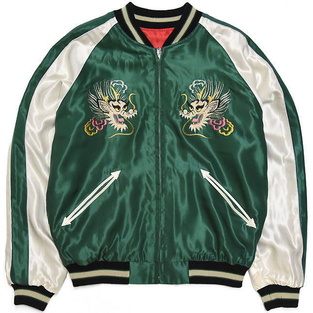 東洋スカジャン「BLACK TIGER×GOLD DRAGON」リバーシブルアセテート