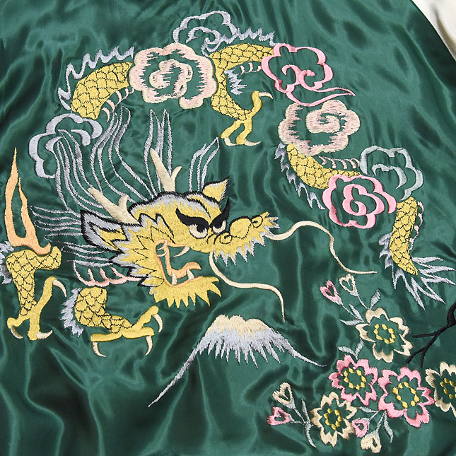 東洋スカジャン「BLACK TIGER×GOLD DRAGON」リバーシブルアセテート