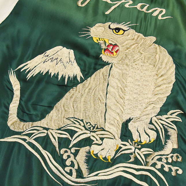 東洋スカジャン「WHITE TIGER×LANDSCAPE」サテンスカ・エージング