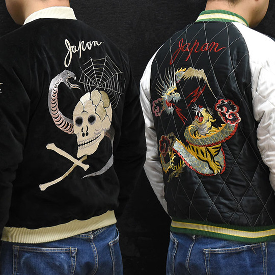 東洋スカジャン「SNAKE & SKULL×DRAGON & TIGER」別珍スカ・NO-405