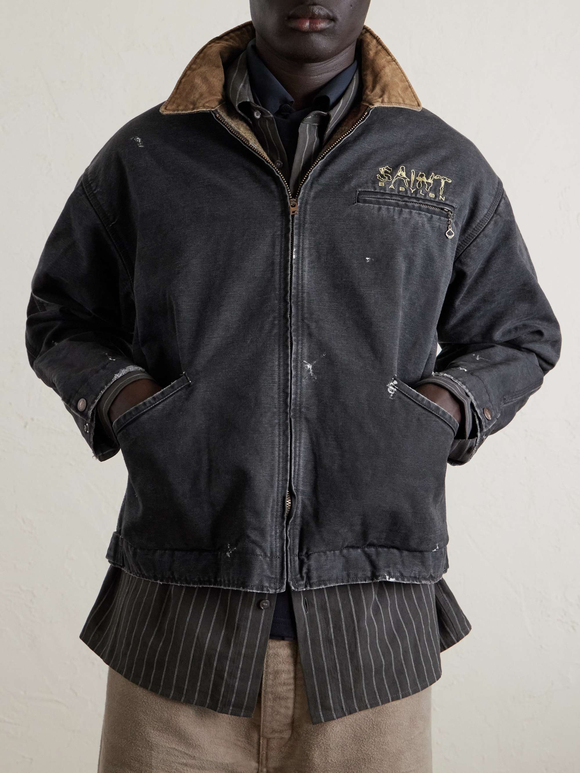 SAINT MXXXXXX + Babylon Detroit Logo-Embroidered Cotton Jacket for