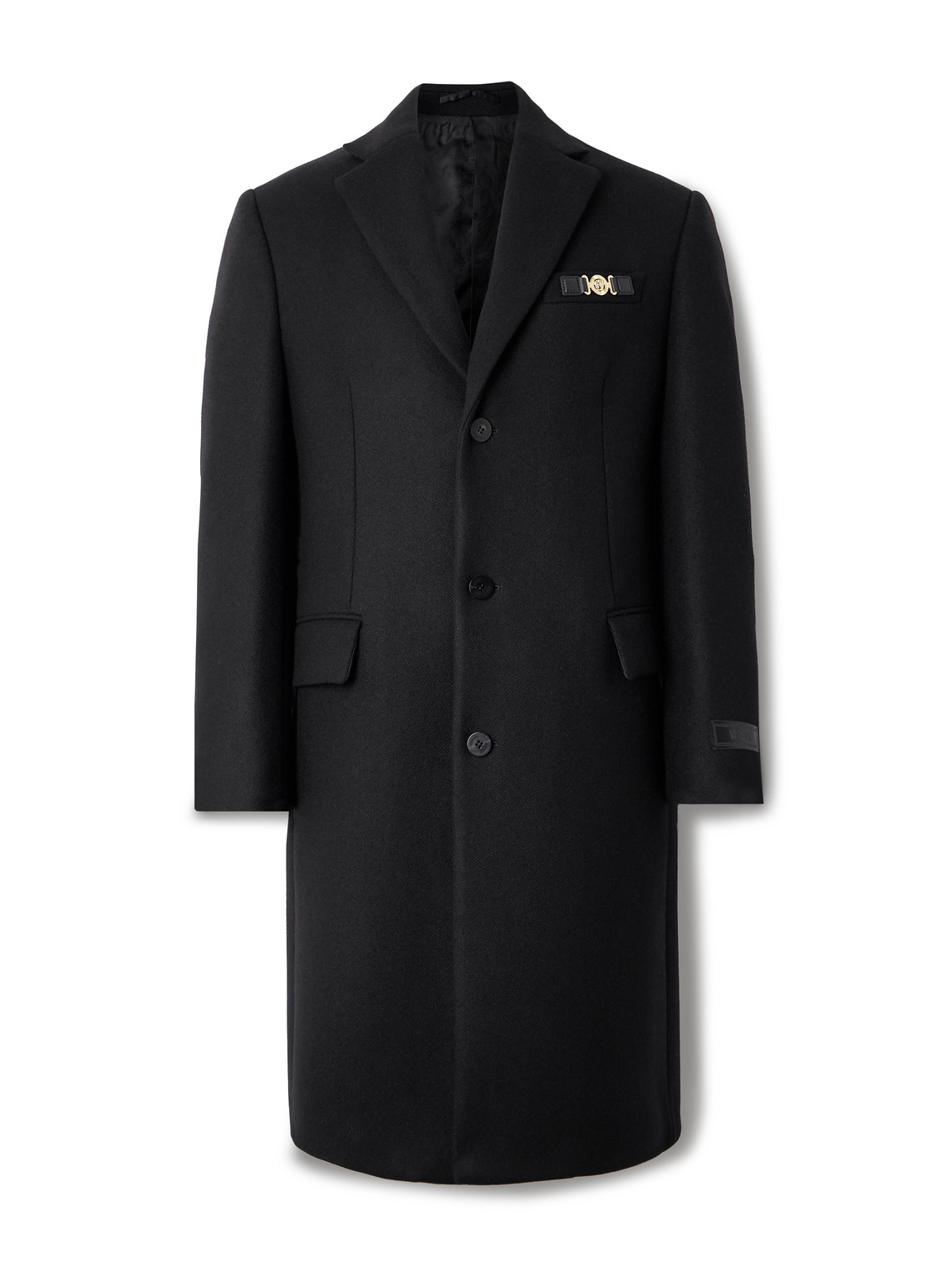 Versace Virgin Wool Overcoat In Black | ModeSens