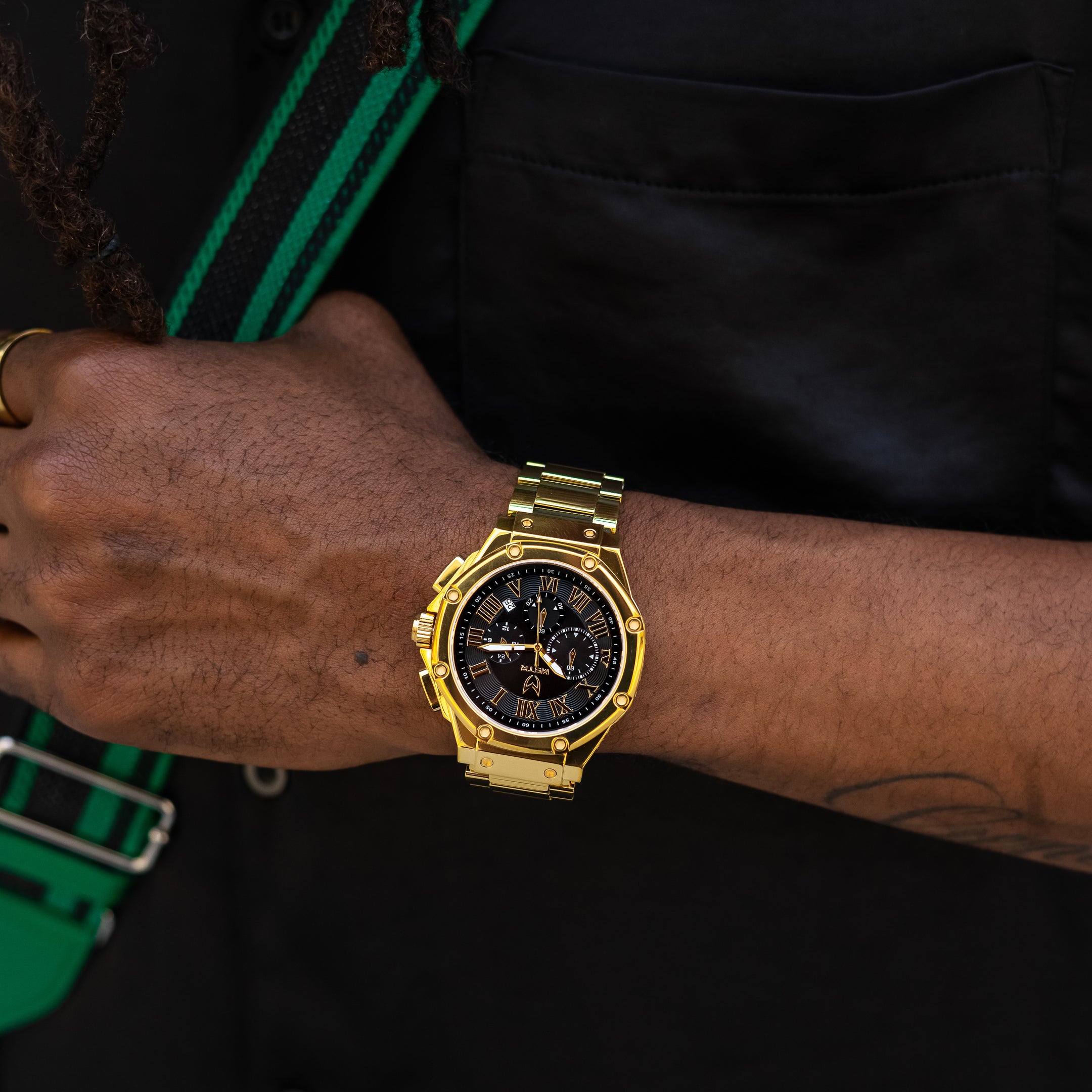Ambassador Watch : 18k Gold | Black Face | Steel Band AM1001SS – MSTR