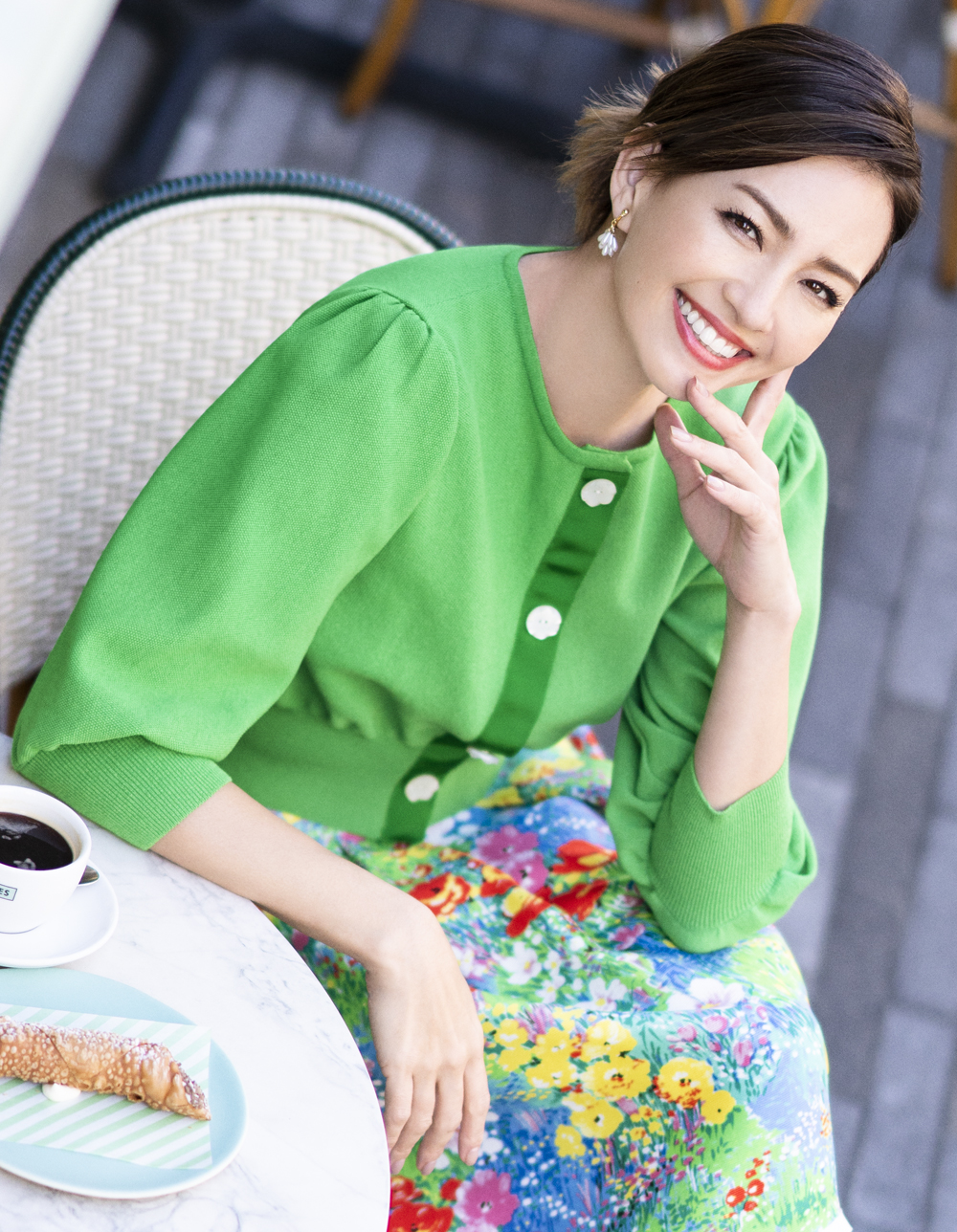 モネ風プリントタックスカート | msgracy