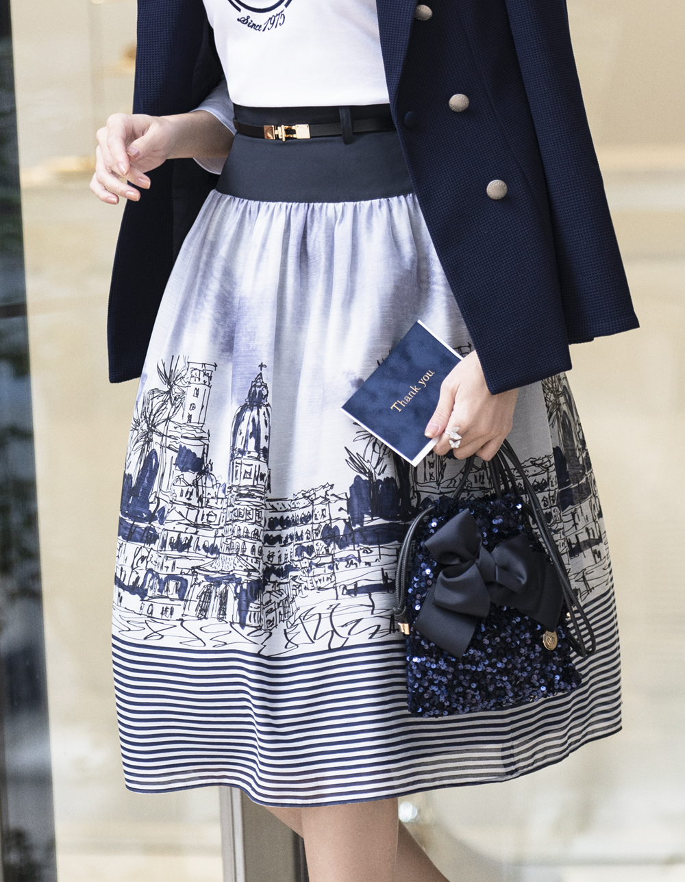 ボーダー入り風景柄スカート | msgracy