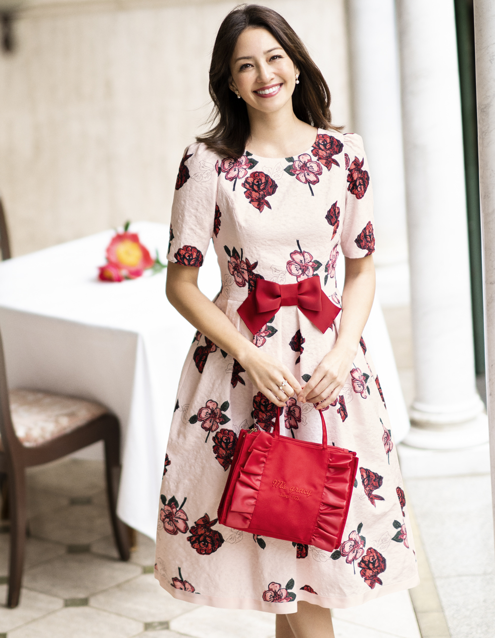 フラワープリントタックワンピース | msgracy