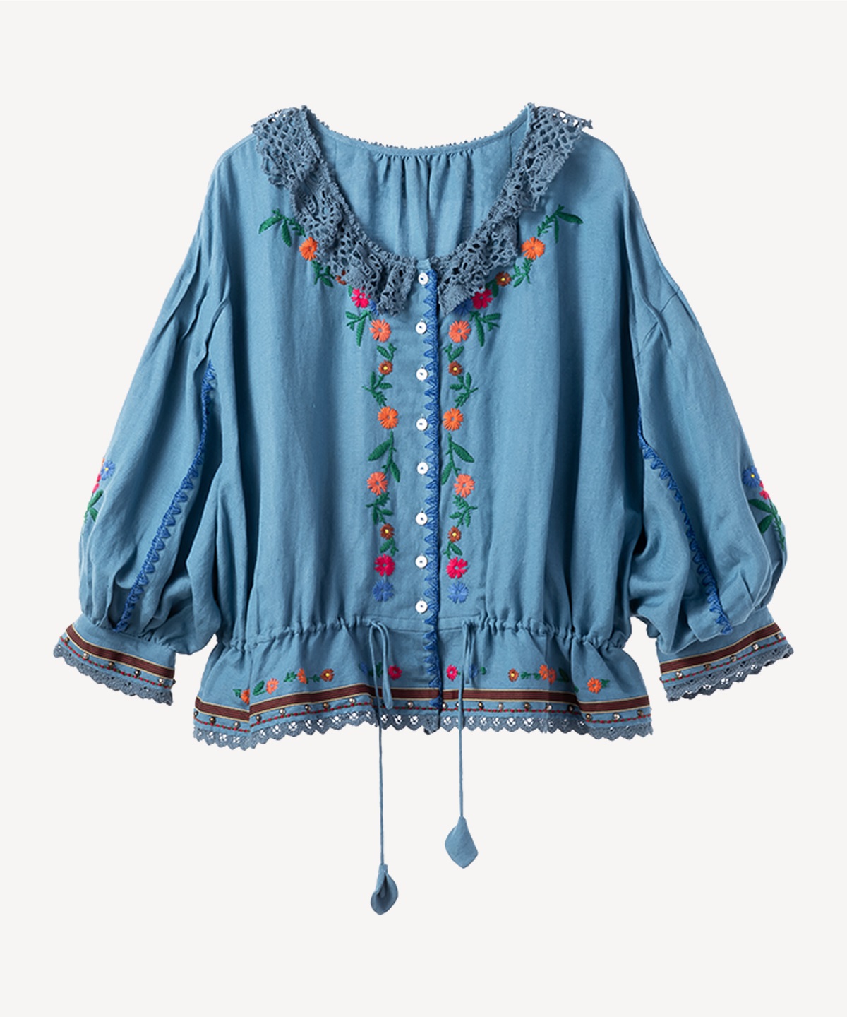 フラワー刺繍スタッズブラウス | MUVEIL Online Shop