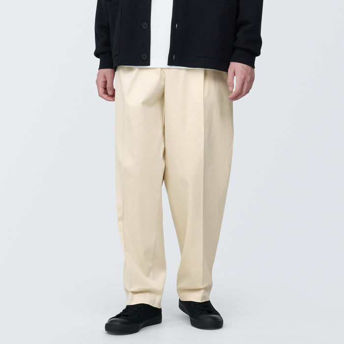 Men's Stretch Chino Tuck Wide Pants | Chino Pants | MUJI USA