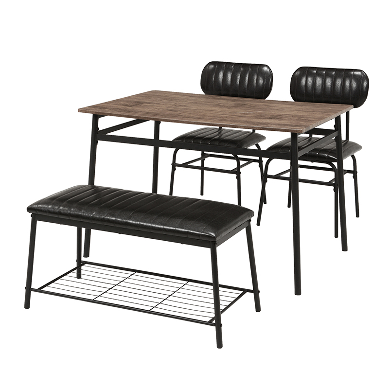 ダイニング4点セット コンパクト 片側ベンチタイプ 105×70 ブラック