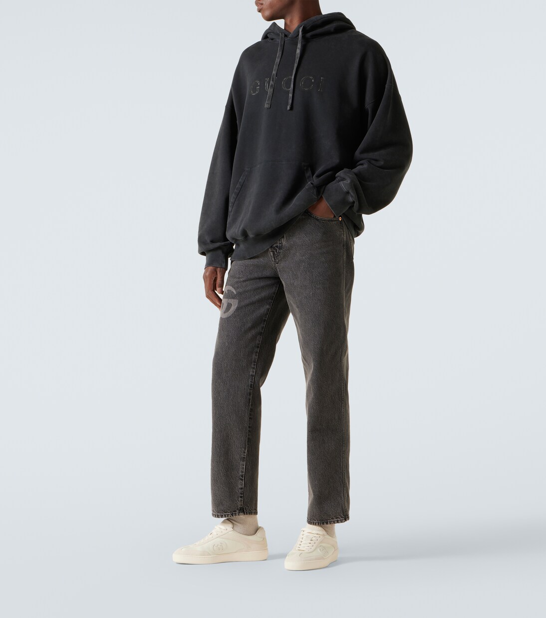 Logo cotton jersey hoodie in black - Gucci | Mytheresa