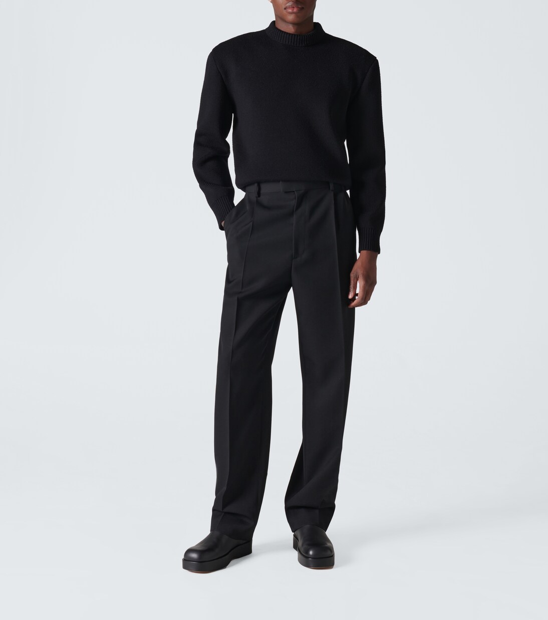 Wool twill straight pants in black - Bottega Veneta | Mytheresa
