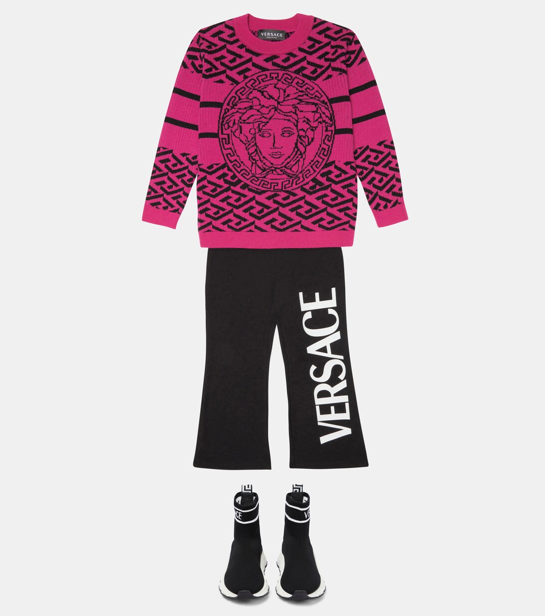 Medusa Greca wool sweater in pink - Versace Kids | Mytheresa