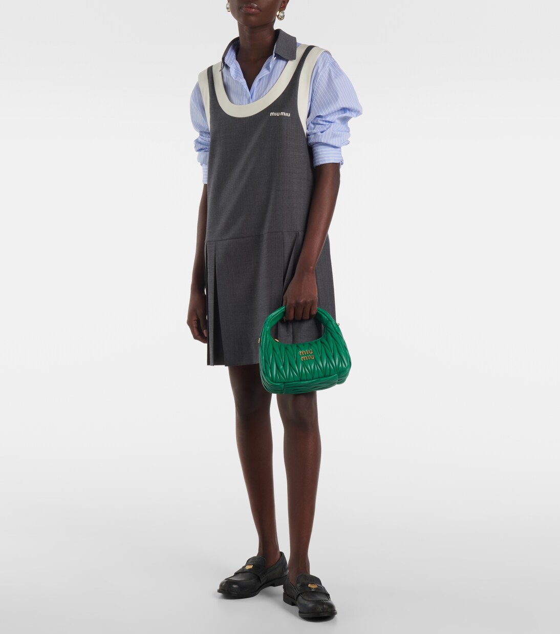 Miu Wander matelassé shoulder bag in green - Miu Miu | Mytheresa