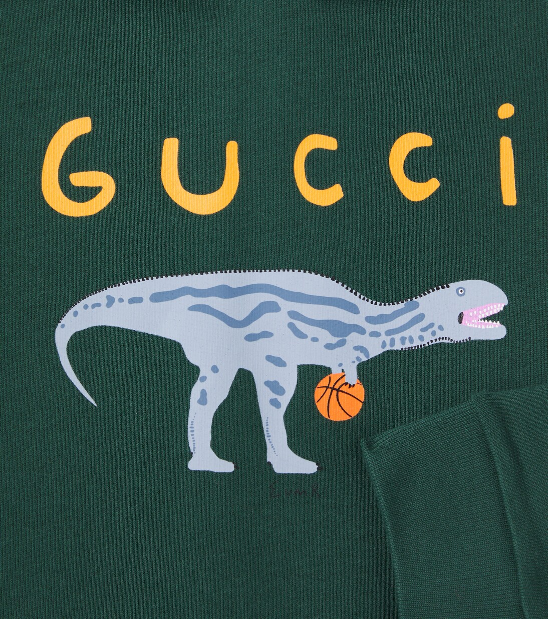 x Euan Roberts logo cotton jersey hoodie in green - Gucci Kids