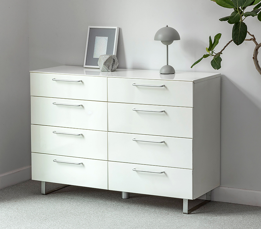 ニュージェムホワイトチェスト (4段8引出) W1130 H800 / マイハウス