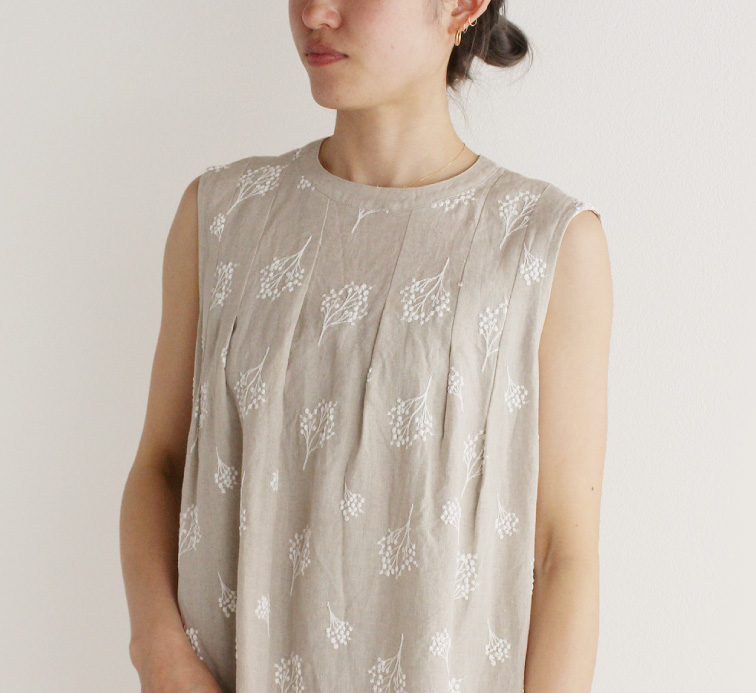 nofl】リネン刺繍ノースリーブワンピース 644205660 | ナチュラル服