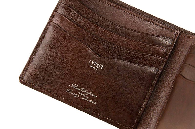 キプリス】二つ折り財布(カード札入)□オイルシェルコードバン